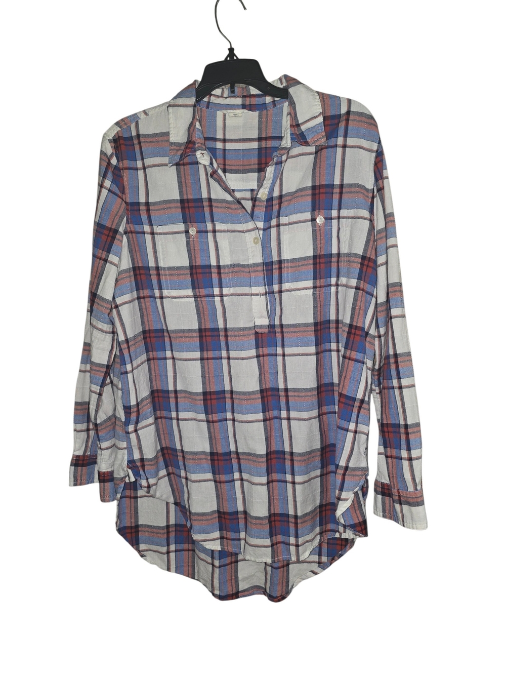 Caslon Plaid Button-Down Shirt - Blue, Red & White